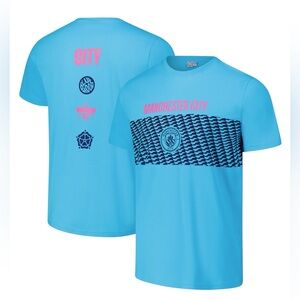 Manchester City inspiration T-Shirt tee heavy relaxed fit sky blue‎ size large